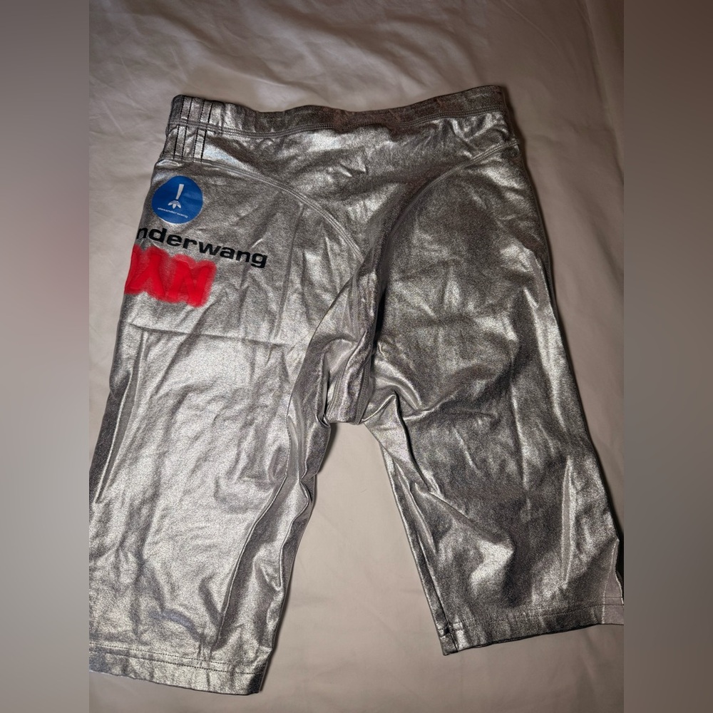 Alexander Wang Adidas Collab Metallic Silver Bike Shorts Size Medium - NWT - Picture 7 of 10